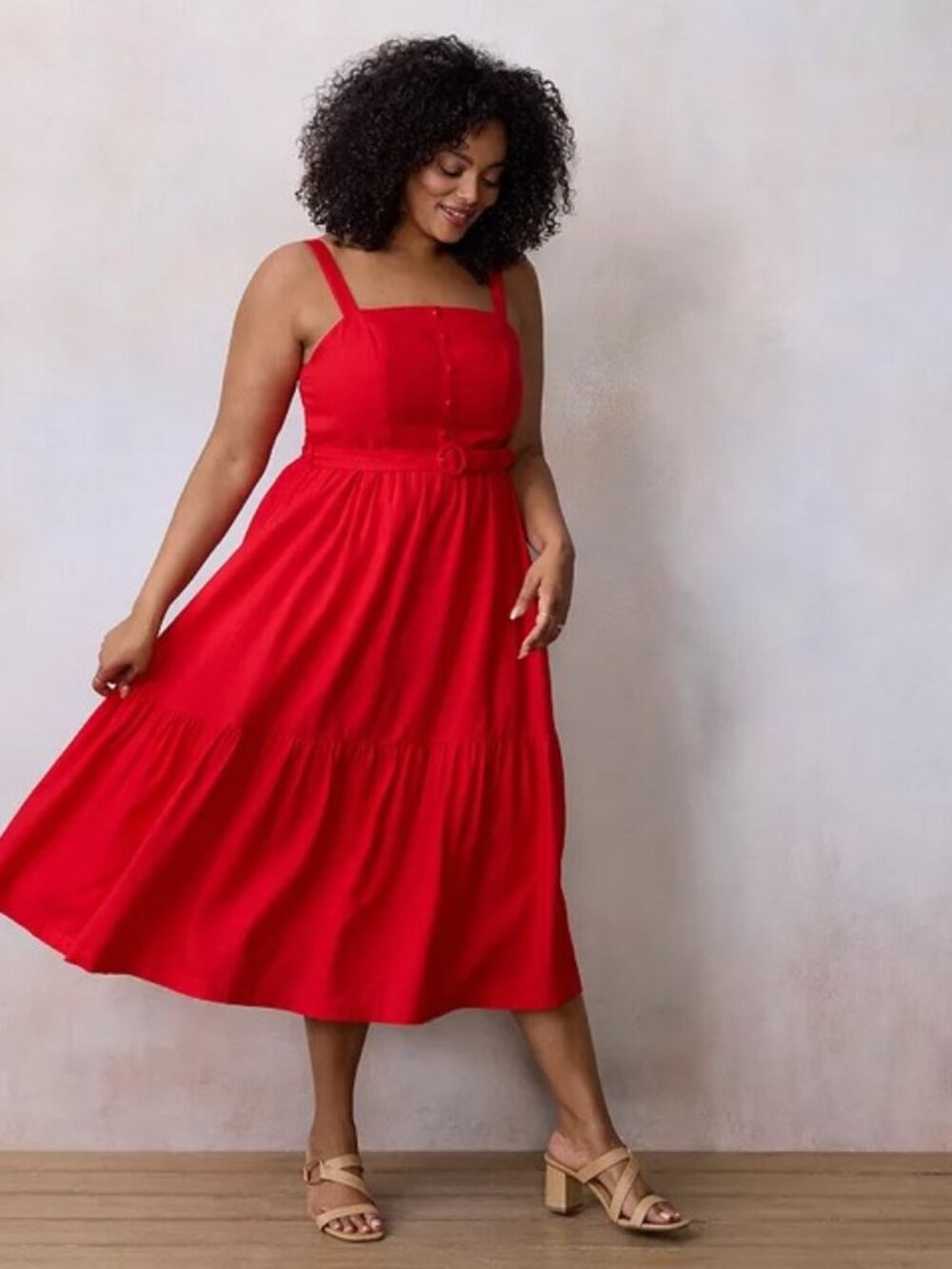 Lauren Conrad Linen Tiered Midi Sundress 2X - Picture 2 of 12